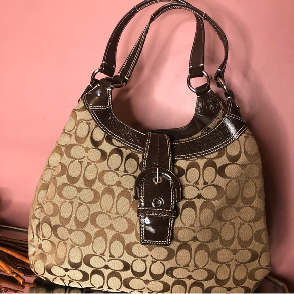 Coach F17403 Signature khaki brown shoulder bag - Picture 10 of 11